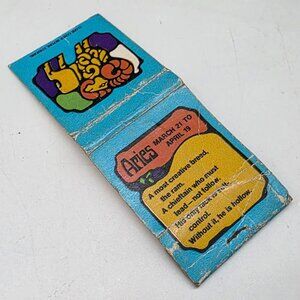 Vintage 1969 Aries Zodiac Matchbook Cover With Ram Design
